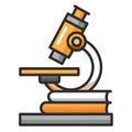 Microscope on Books Icon Illustration for Science, Education and Learning Royalty Free Stock Photo