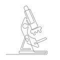 Microscope .Chemistry laboratory and science .One line drawing.Vector illustration