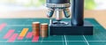Microscope Coins Financial Chart Business Growth Analysis Royalty Free Stock Photo