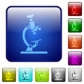 Microscope color square buttons Royalty Free Stock Photo
