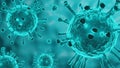 Microscope of Coronavirus disease. Cyan COVID-19. Pandemic medical concept. 3D rendering illustration Royalty Free Stock Photo