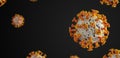 Microscope of covid-19 coronavirus infection influenza on black background. This virus pathogen affecting the respiratory system