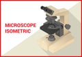 Microscope 3d isometric vector flat