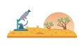 Microscope in Desert Landscape, Science and Nature, vector design Generative AI Royalty Free Stock Photo