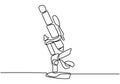 Microscope is drawn in one line. Laboratory instrument. Vector illustration. The medicine. biology, science