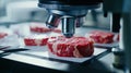 Microscope Examining Fresh Meat Samples.Generative AI Royalty Free Stock Photo