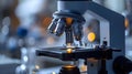 Microscope Exploration: A Journey Beyond the Eye. Concept Science, Discovery, Microscopy, Royalty Free Stock Photo