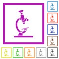 Microscope flat framed icons Royalty Free Stock Photo