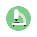 Microscope flat icon. Round colorful button, Science research circular vector sign, logo illustration