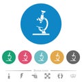 Microscope flat round icons Royalty Free Stock Photo