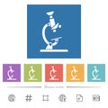 Microscope flat white icons in square backgrounds Royalty Free Stock Photo
