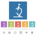 Microscope flat white icons in square backgrounds Royalty Free Stock Photo