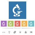 Microscope flat white icons in square backgrounds Royalty Free Stock Photo