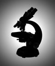 Microscope in gray silhouette, isolated