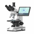 Microscope with human epithelial cell display Royalty Free Stock Photo