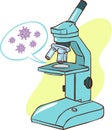 Microscope icon in flat style. Vector illustration of school mic