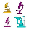 Microscope icon set, color outline style Royalty Free Stock Photo