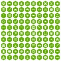 100 microscope icons hexagon green