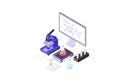 Microscope isometric color vector illustration