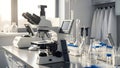 Microscope in Lab Scientific Research and Medical Analysis Royalty Free Stock Photo
