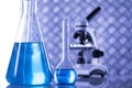 Microscope, Laboratory beakers,Science experiment