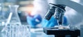 The microscope at a laboratory showcasing advanced scientific research and analysis. AI generated image Royalty Free Stock Photo