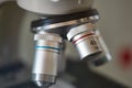 Microscope lens closeup Royalty Free Stock Photo