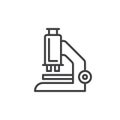 Microscope line icon, outline vector sign, linear style pictogram isolated on white.