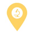 Microscope map pin pointer icon. Element of map point for mobile concept and web apps. Icon for website design and app development Royalty Free Stock Photo