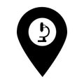 Microscope map pin pointer icon. Element of map point for mobile concept and web apps. Icon for website design and app development Royalty Free Stock Photo