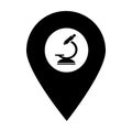 Microscope map pin pointer icon. Element of map point for mobile concept and web apps. Icon for website design and app development Royalty Free Stock Photo