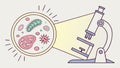 Microscope and Microscopic Organisms, Science and Biology Research, vector design Generative AI Royalty Free Stock Photo