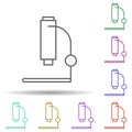 Microscope multi color icon. Simple thin line, outline vector of school icons for ui and ux, website or mobile application Royalty Free Stock Photo