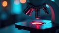 Microscope objective lens showing high magnification focus biology microscope