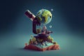 microscope and planet earth, study concept Royalty Free Stock Photo