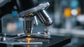 Microscope science research laboratory closeup Royalty Free Stock Photo