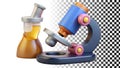 Microscope, science research tool, laboratory equipment icon png transparent image Generative AI
