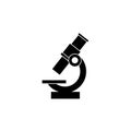 Microscope silhouette. Flat vector illustration isolated on white. Lab, test, expertise. Science, chemistry, biology