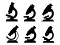 Microscope silhouette icon set vector Royalty Free Stock Photo