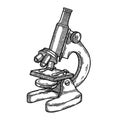 Microscope sketch. Engraved lab science research, retro vintage element for pharmacy or medical dna test, for medicine