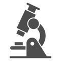 Microscope solid icon, education concept, Biochemistry and microbiology equipment sign on white background, Microscope