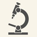 Microscope solid icon. Scientific microscope glyph style pictogram on white background. Pharmacy and science research