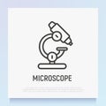 Microscope thin line icon. Laboratory equipment. Modern vector illustration