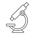 Microscope thin line icon, school and education