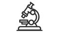 Microscope vector icon. Style is flat symbol, black color, rounded angles, white background.