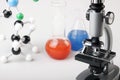 Microscope and Vials with Fluid