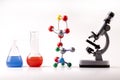 Microscope and Vials with Fluid and Atoms
