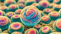 microscope view of human cells or embryonic stem cells Royalty Free Stock Photo
