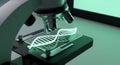 Microscope Viewing DNA Structure, Scientific Research Concept Royalty Free Stock Photo