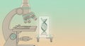 Microscope Viewing DNA Structure, Scientific Research Illustration Royalty Free Stock Photo